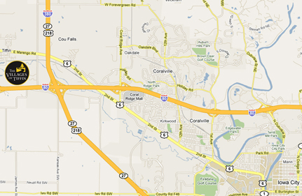 The Villages of Tiffin are on Highway 80 west of Iowa City